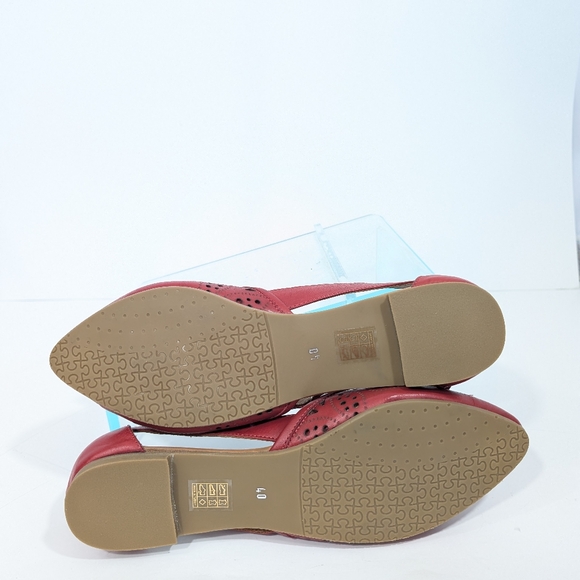 Spring Step Bowtiful Flat NEW Eu 40 Women Red Leather Slip on Shoes d'orsay - Picture 12 of 12